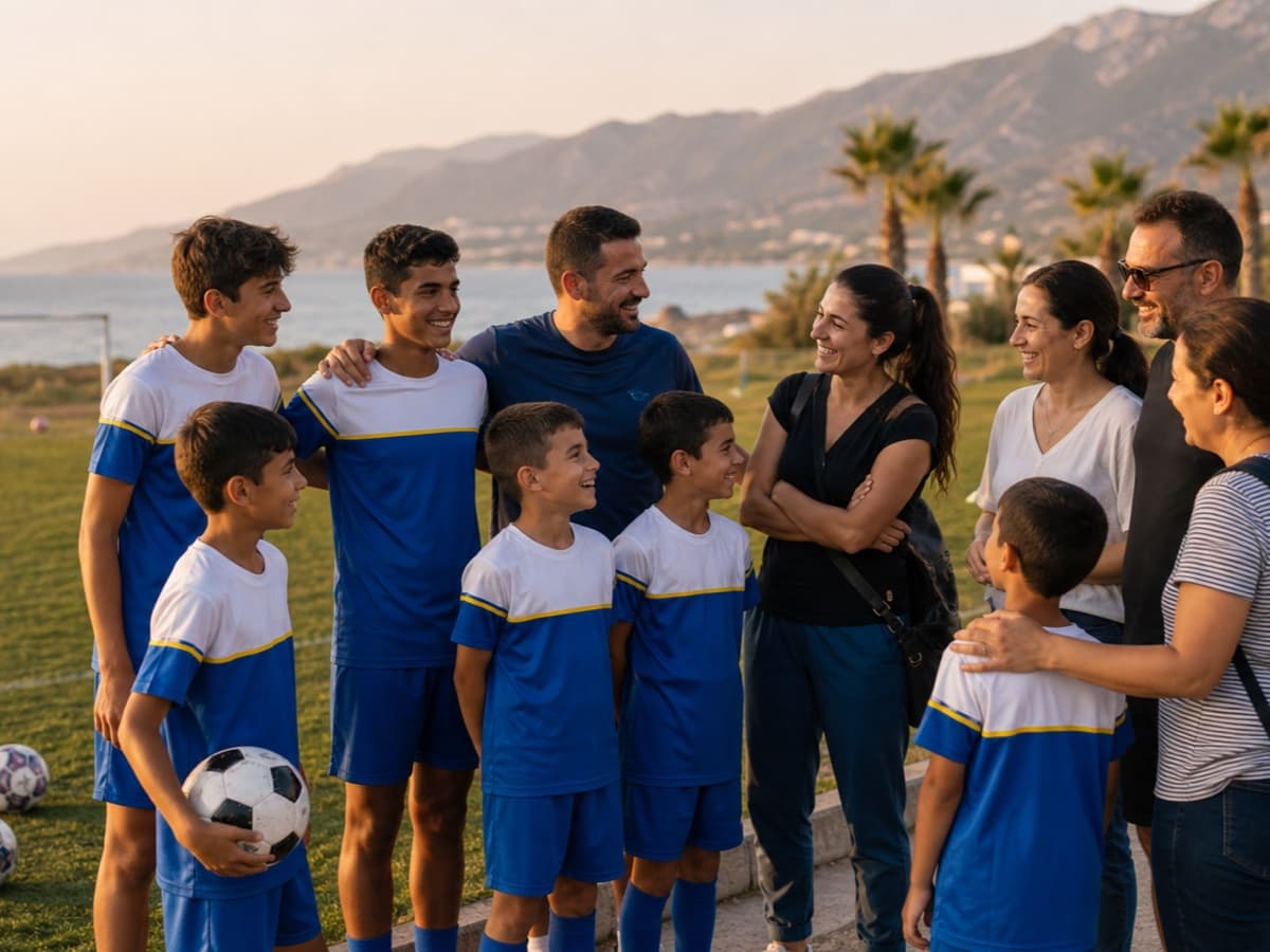 Kulüp ortamında bir araya gelen sporcular ve aileler