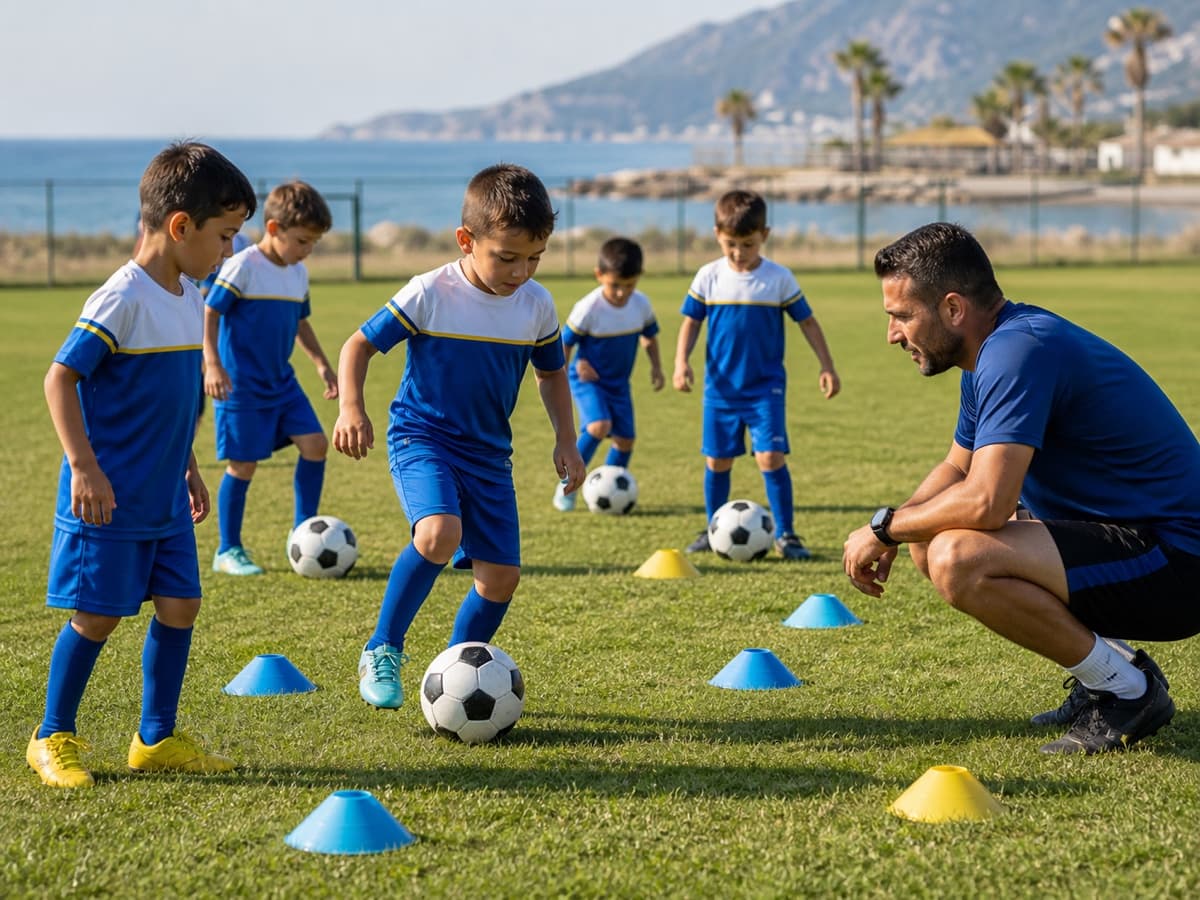 Top tekniği çalışması yapan genç sporcular